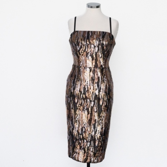 Dress The Population. Sequin Cocktail Midi Dress. - Picture 1 of 12